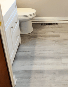 Fairfield LVP flooring bathroom after photo by KR Remodeling