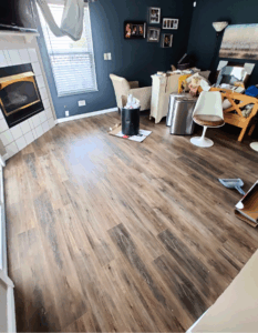 Fairfield LVP flooring living room after photo by KR Remodeling